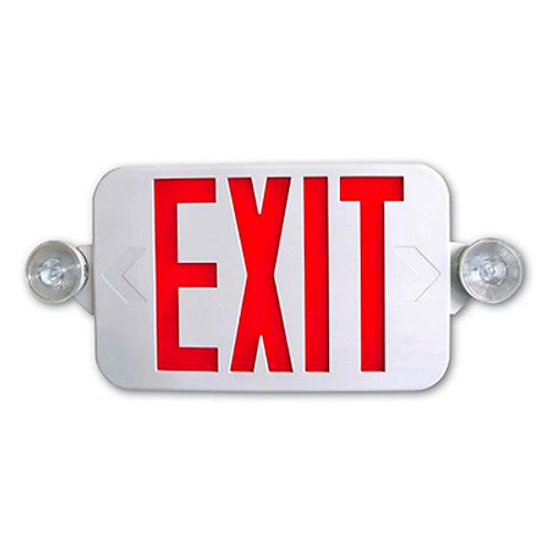 Low Profile All LED Exit & Emergency Combo, Universal Single/Double Face, Red Letters, Black Housing