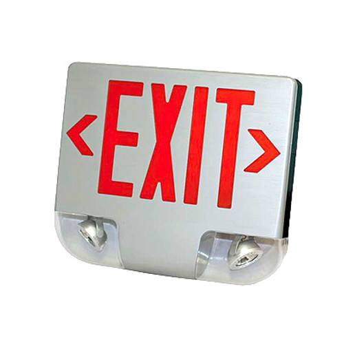 Die-Cast Aluminum LED Exit & Emergency Combo, Universal Single/Double Face, Green Letters, Aluminum Housing, Aluminum Face Plate, Battery Backup, Remote Capacity