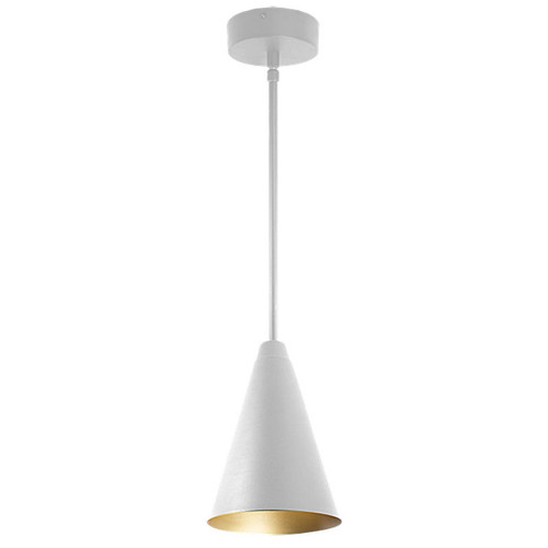 LCFS Series, 3CCT Cone Pendant with 4.5FT Adjustable Downrod, White/Gold Finish