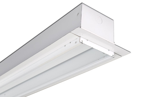 LED Recessed Mount Linear Fixture, Snap-in Frosted Acrylic Lens, 48" Length, 48 Watts, 5800 Lumens, 0-10V Dimming Driver, White Finish