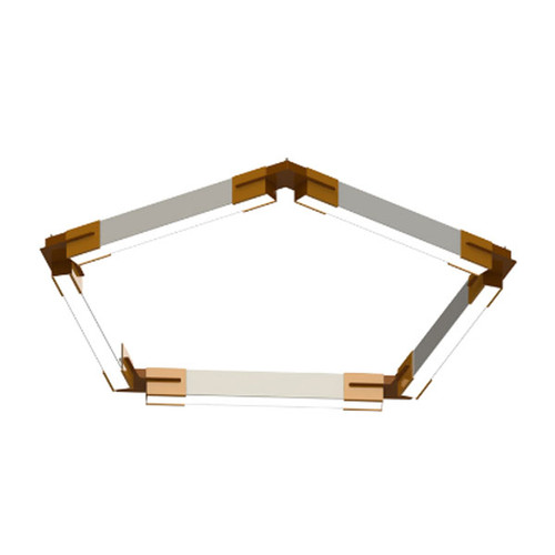 PLY23 Geometric LED Pendant Bracket System, 72" x 133", 300W, 34500 Lumens, 0-10V Dimmable, White, Red Flair, Pentagon