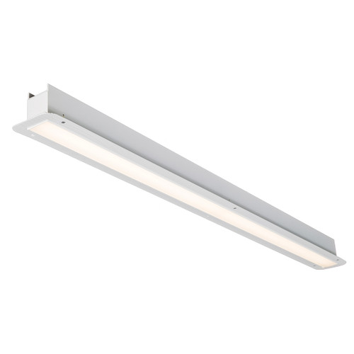 LED Recessed Flange Mount Linear Fixture, Snap-in Frosted Acrylic Lens, 48 inches, 24W, 120-277VAC 0-10V Dimming, White, 3000K, 80 CRI