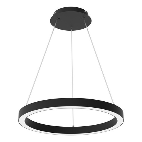 High-Output Round Linear Chandelier, Up/Down Light, 48", Multi Color Temperature and Power Selectable, Black Finish