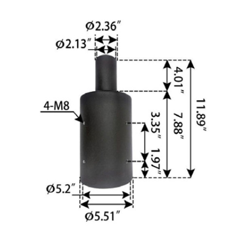 5-inch Round Pole Top, 2-3/8-inch O.D. Tenon Adapter, Dark Bronze