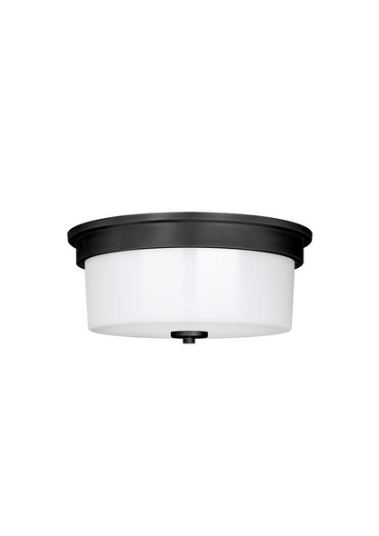 Craydon Flush Mount, 2-Light, Frosted White Glass, 11"W x 7"H, Medium Base, 60W, 120V, UL Listed, Damp Location, Black|Brushed Nickel|Aged Brass