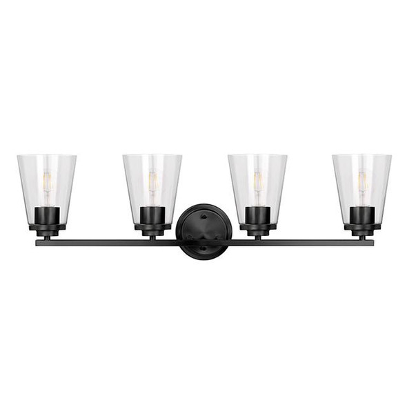 Craydon Vanity, 4-Light, Frosted White Glass, Black|Brushed Nickel|Aged Brass