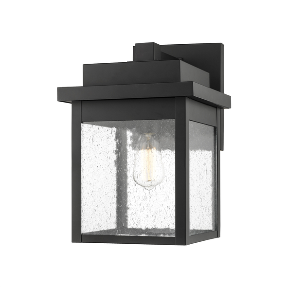 Millennium Lighting 2663 One Light Outdoor Wall Sconce, Powder Coated Black, 1-Light, Medium E26 Base, 60W, 120V, Clear Seeded Glass, Wet Location