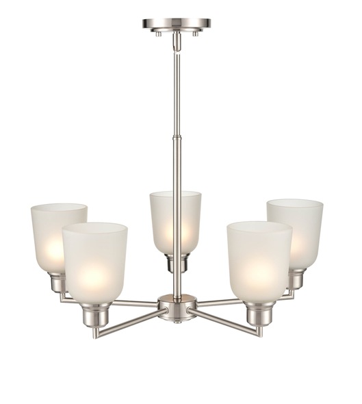 Amberle Five Light Chandelier, Brushed Nickel