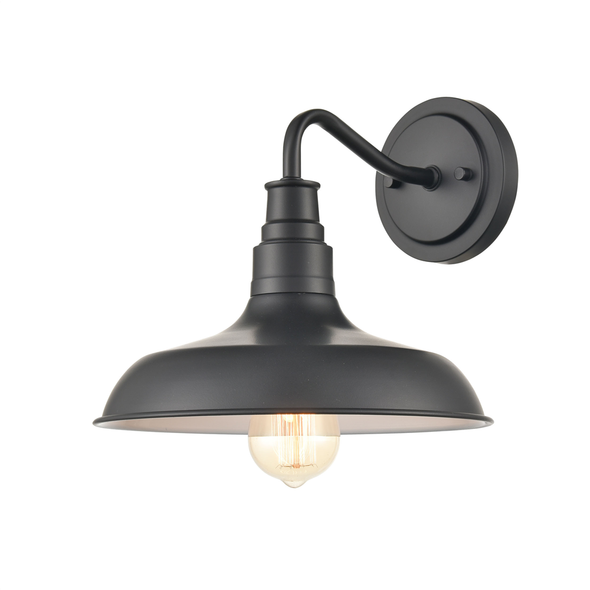 One Light Outdoor Sconce, Powder Coated Black, 11"W x 10"H x 13"Ext, 1 x E26 Medium Base, 120V