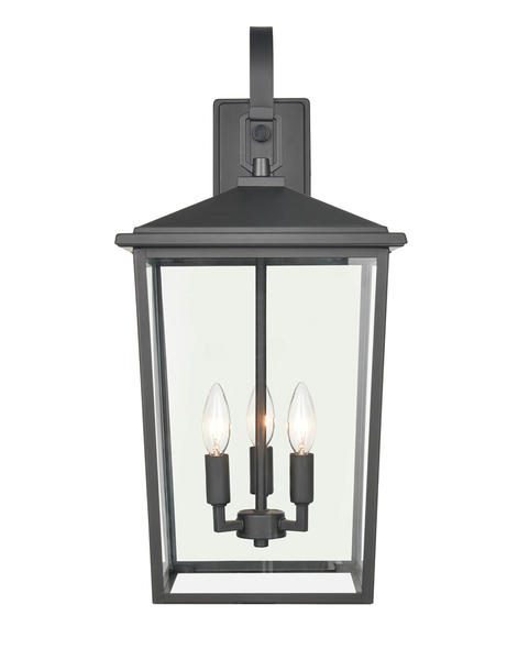 Millennium Lighting Fetterton 2974 Three Light Outdoor Wall Sconce, Powder Coated Black, 3-Candle, E12 Candelabra Base, 120V