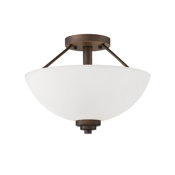 Millennium Lighting Durham Two-Light Semi-Flush, 2 x 60W, 120V, Medium (E26) Base, Rubbed Bronze