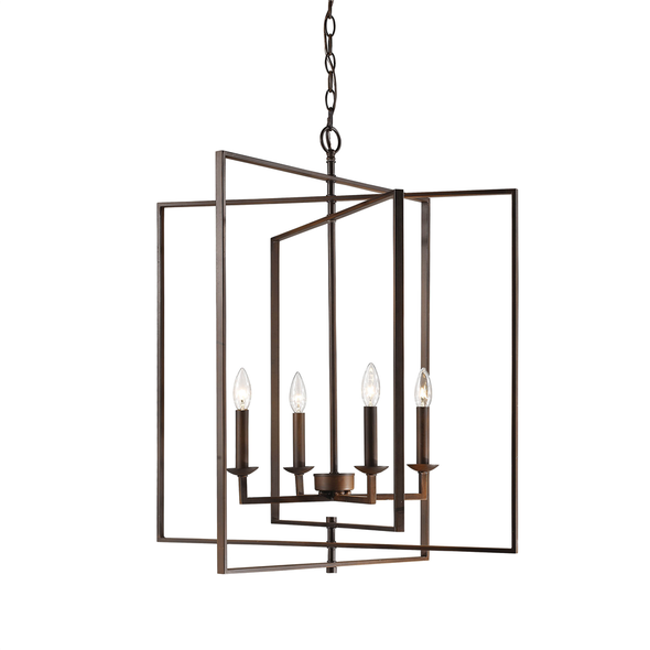 Nellis Four Light Folding Pendant, Rubbed Bronze, 4-Candle, 120V