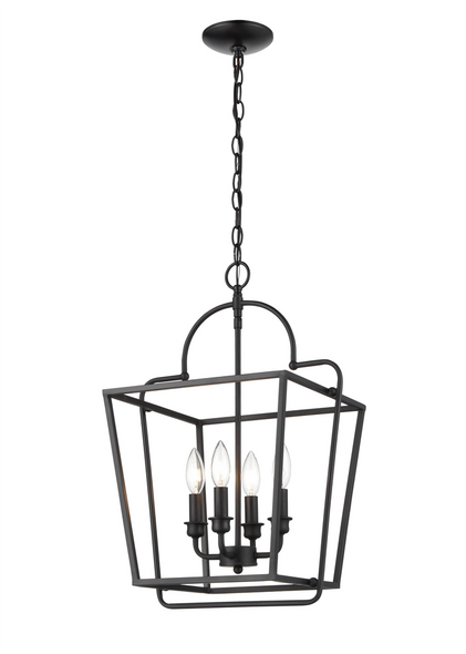 Millennium Lighting 3237 Four Light Lantern, Matte Black, 4-Light, Candelabra E12, 120V