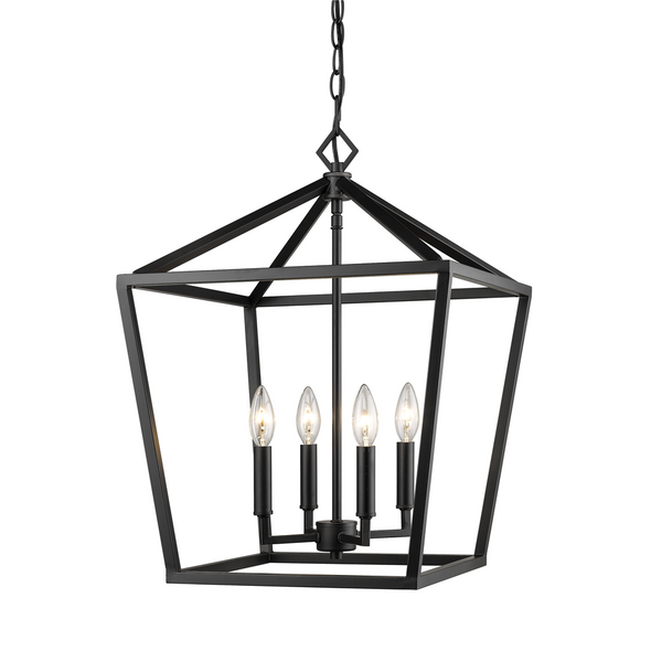 Millennium Lighting 3244 Four Light Lantern, Matte Black, 4-Candle, E12 Candelabra Base, 120V