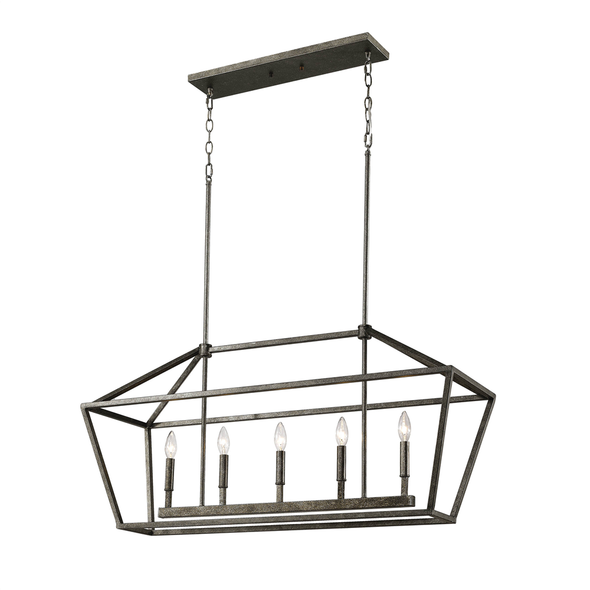 Millennium Lighting 3245 Five Light Island, Antique Silver, 5-Light, E12 Candelabra Base, 120V, 60W per Bulb, Dry Location