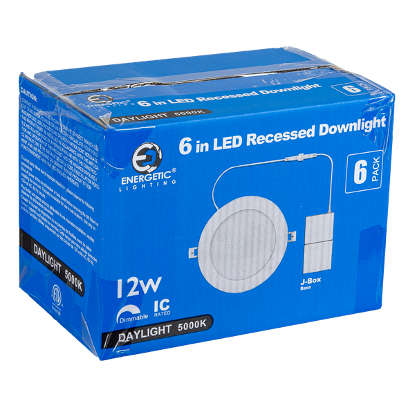 Energetic Lighting E2DLS Series 6" LED Downlight, 5000K, 1050lm, 12W, 120V, White Finish, Triac Dimming, Wet Location