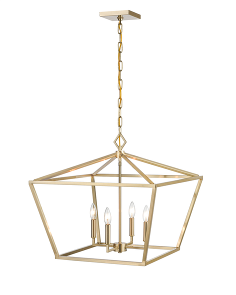 Millennium Lighting 3294 Four Light Lantern, Modern Gold, 4-Candle, E12 Candelabra Base, 120V