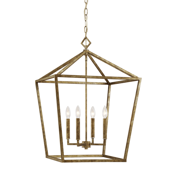 Millennium Lighting 3254 Four Light Lantern, Vintage Gold, 4-Candle, 120V