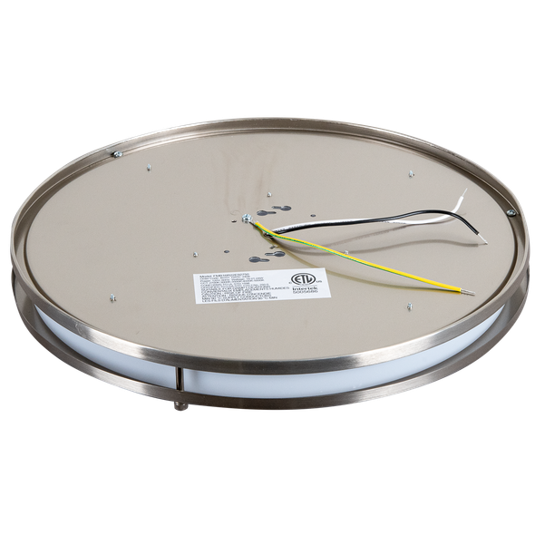 Energetic Lighting FMB Series LED Round Flush Mount, 16", 2100|1800|1600 lumens, 24W|21W|18W, 120V, 2700K|3000K|3500K|4000K|5000K, 90 CRI, Brushed Nickel, Triac Dimming