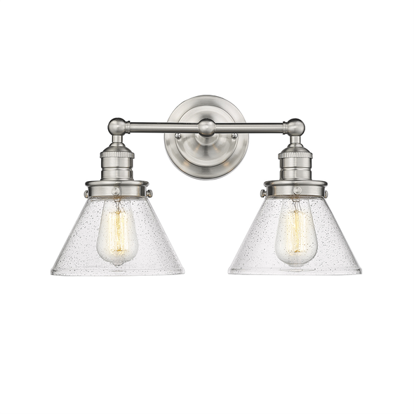 Eyden Two Light Vanity, Brushed Nickel, 2-Light, 120V, Clear Seedy Glass