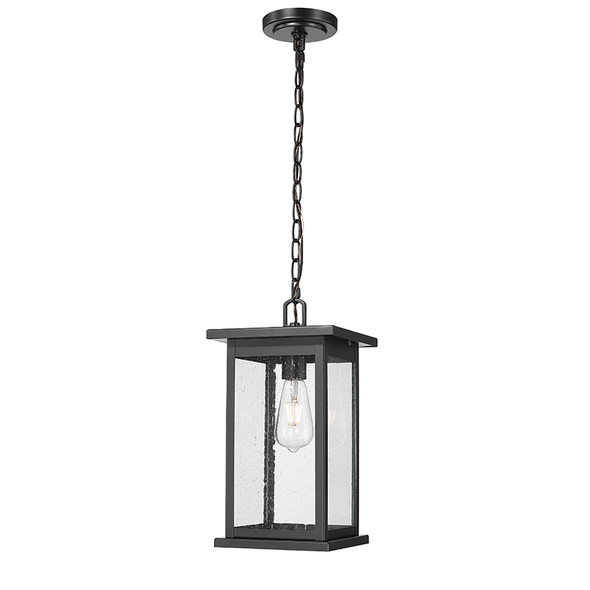 Bowton One Light Outdoor Pendant, Powder Coated Black, 1-Light, Medium (E26) Base, 120V