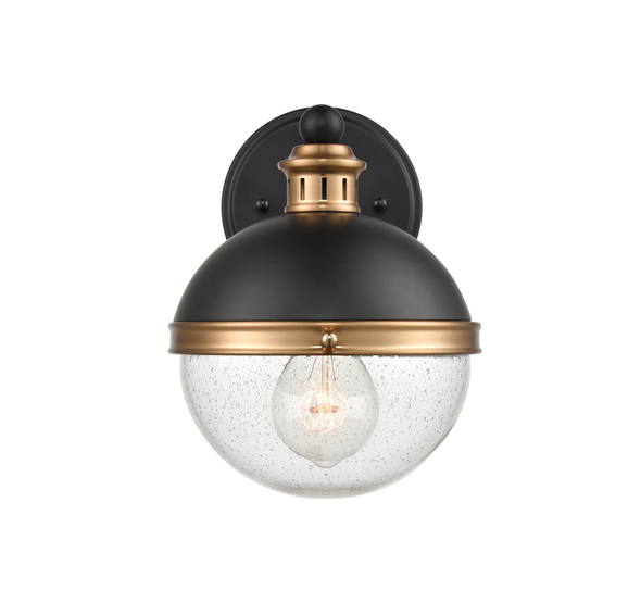 Ellmira One Light Wall Sconce, Matte Black/Aged Brass, 1-Light, Medium E26 Base, 120V