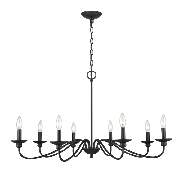 Delvona 8-Light Chandelier, Matte Black, 8-Candle, E12 Candelabra Base, 120V