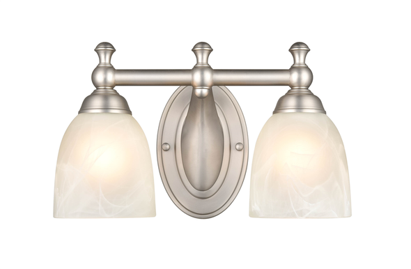 Millennium Lighting 4302 Two Light Vanity, Satin Nickel, 2-Light, Medium (E26) Base, 120V