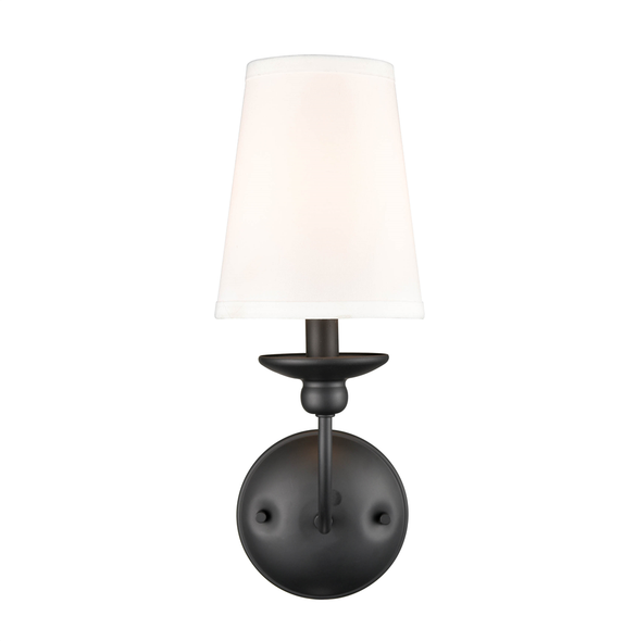 Millennium Lighting Delvona One Light Wall Sconce, Matte Black, 1-Light, E12 Candelabra Base, 120V