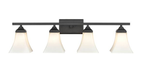 Millennium Lighting 4504 Four Light Vanity, Matte Black, 4-Light, Medium E26 Base, 120V