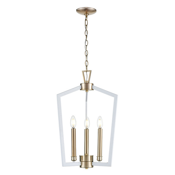 Lizabeth Three Light Pendant, Matte White/Modern Gold, 3-Candle, 120V