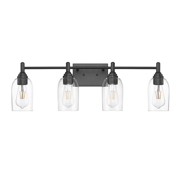 Arlett Four Light Vanity, Matte Black, 4-Light, E26 Medium Base, 120V