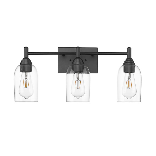 Arlett Three Light Vanity, Matte Black, 3-Light, Medium (E26) Base, 120V
