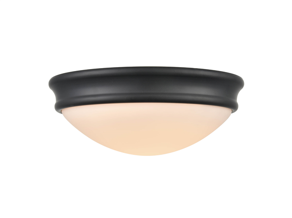 Millennium Lighting 5221 One Light Flushmount, Matte Black, 1-Light, Medium E26 Base, 100W, 120V, Etched White Threaded Glass, Steel Housing