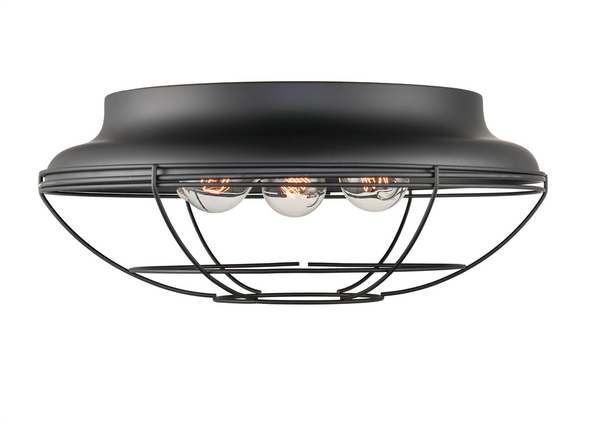 Millennium Lighting 5387 Three Light Flushmount, Matte Black, 3-Light, Medium (E26) Base, 120V