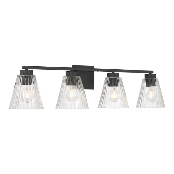 Riville Four Light Vanity, Matte Black, 4-Light, Medium (E26) Base, 120V