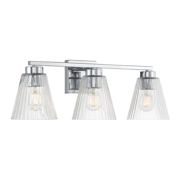 Riville Three Light Vanity, Chrome, 3-Light, Medium (E26) Base, 120V