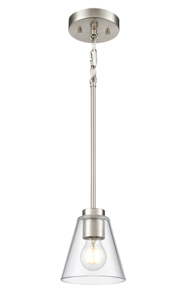 Strayhan One Light Pendant, Brushed Nickel, 1-Light, Medium (E26), 60W, 120V