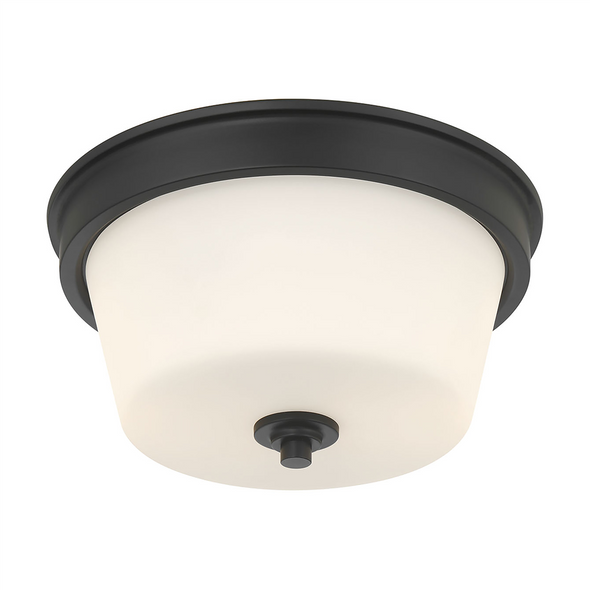 Strayhan Two Light Flush Mount, Matte Black, 2-Light, Medium (E26), 120V