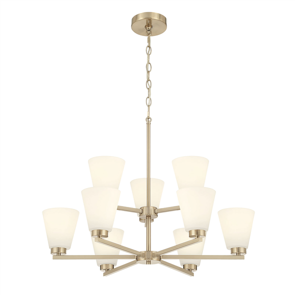 Strayhan Nine Light Chandelier, Modern Gold, 9-Light, Medium (E26), 120V