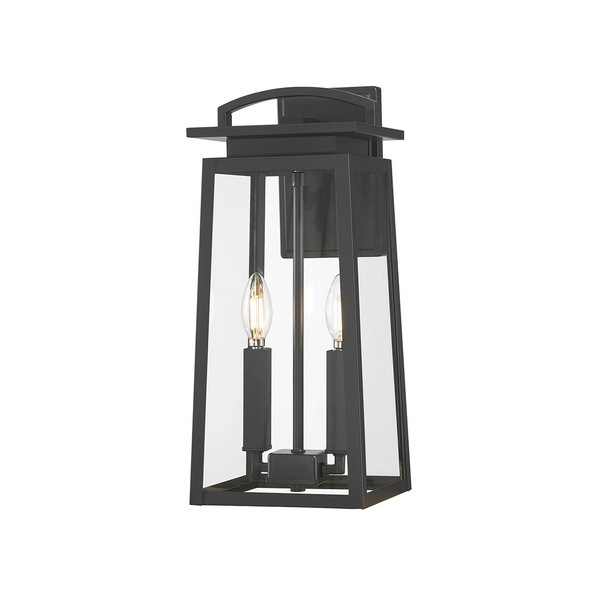 Kendrix Two Light Outdoor Wall Sconce, Powder Coated Black, 2-Light, 120V