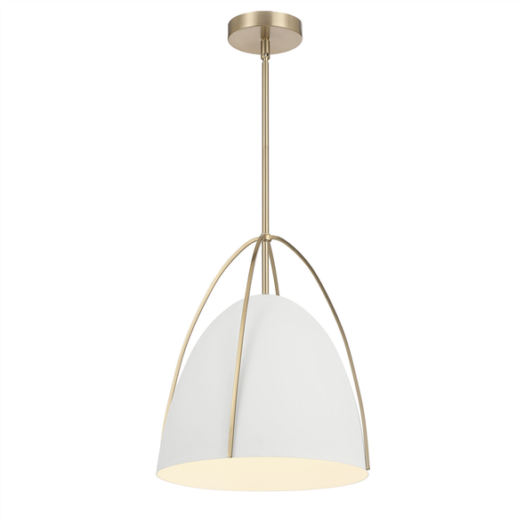 Pomelle One Light Pendant, Matte White/Modern Gold, 1-Light, E26 Medium Base, 60W, 120V