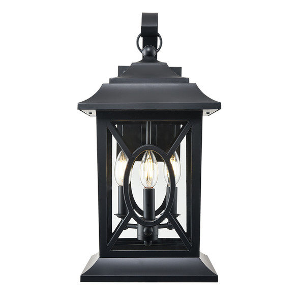 Allbert Three Light Outdoor Wall Sconce, Powder Coated Black, 3-Candle, E12 Base, 120V, Wet Location