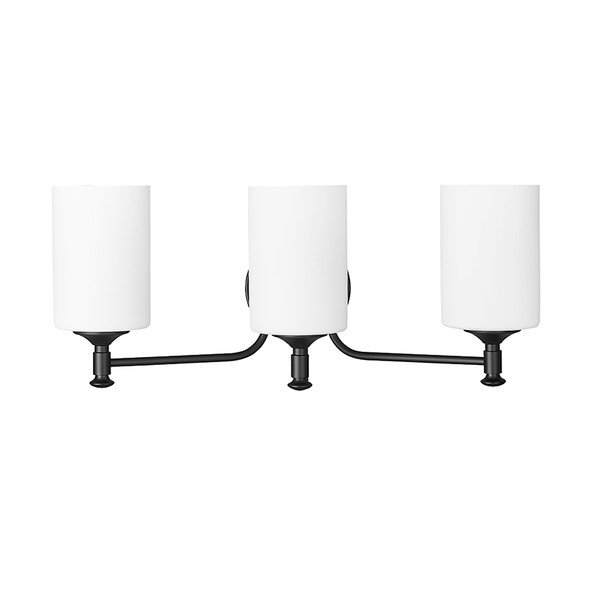 Ailey Three Light Vanity, Matte Black, 3-Light, Medium (E26) Base, 120V