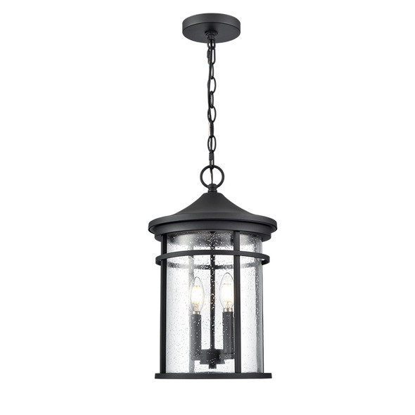 Namath Two Light Outdoor Pendant, Textured Black, 2-Candle, 120V