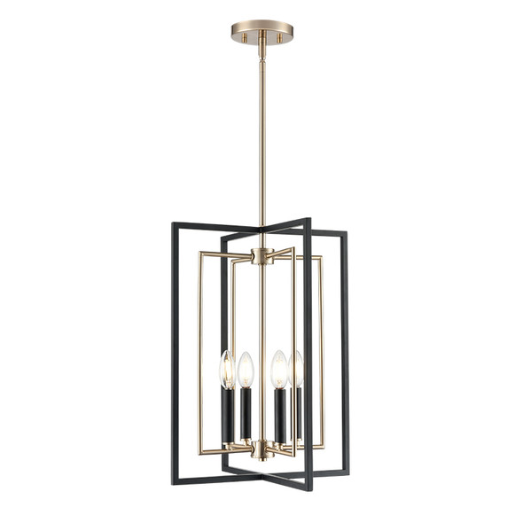 Noelle Four Light Pendant, 4-Light, Matte Black/Modern Gold, 120V, 240W
