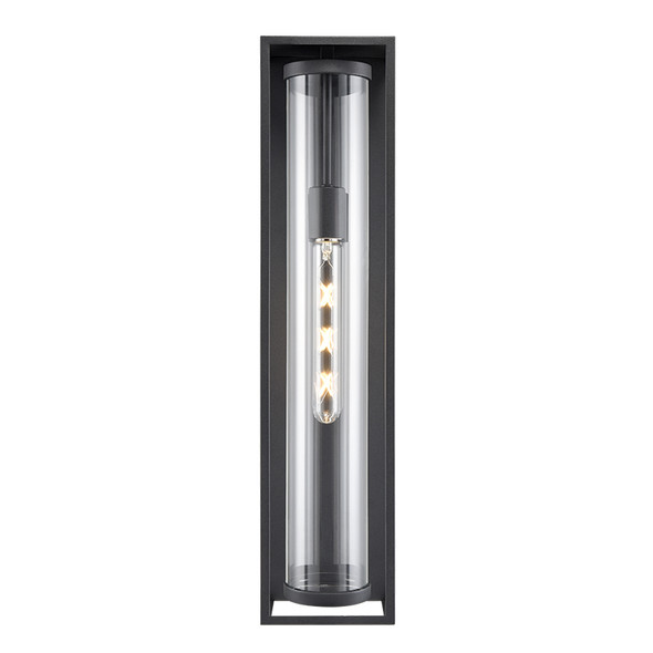 Caleb One Light Outdoor Wall Sconce, 1-Light, Medium E26 Base, 60W, 120V, Textured Black, Clear Glass