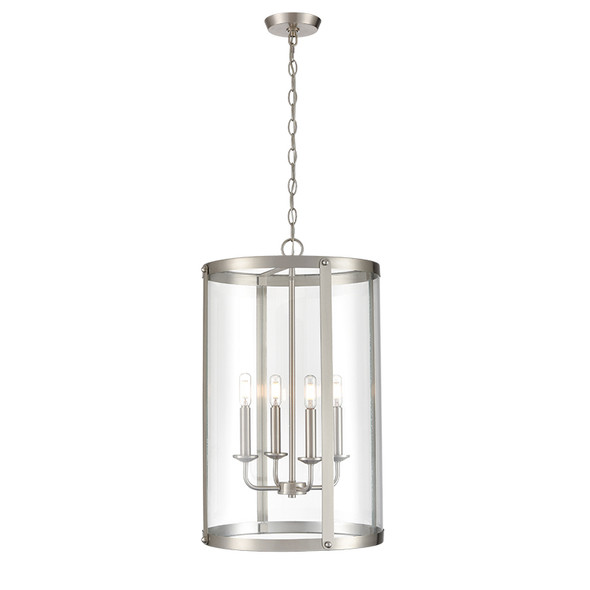 Aydn Four Light Pendant, Brushed Nickel, 4-Light, E12 Candelabra Base, 120V