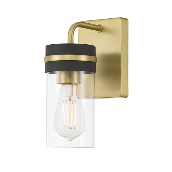 Marbridge One Light Sconce, 1-Light, Vintage Brass/Matte Black, Medium E26 Base, 120V