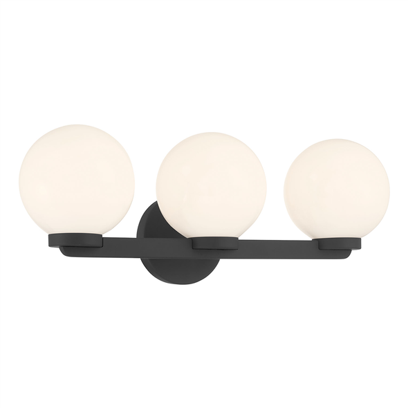 Ardeva Three Light Vanity, Matte Black, 3-Light, E12 Candelabra Base, 120V
